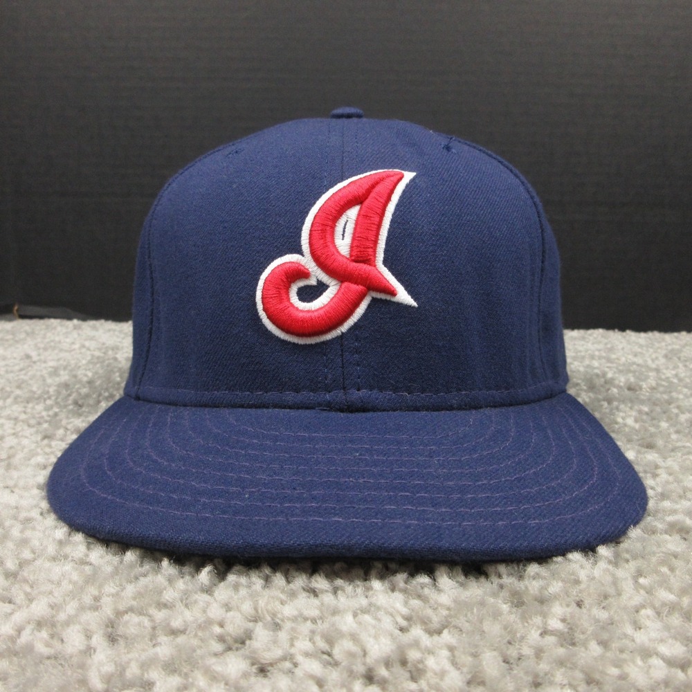 Cleveland Indians Hat Cap Mens Fitted 7 7/8 Blue New Era On Field Made In USA